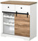 HOMCOM Credenza con 2 Cassetti, Ripiani Aperti e Portabottiglie, Credenza da Cucina Rustica in Legno e Metallo, 80x39x86 cm, Bianco e Color Legno