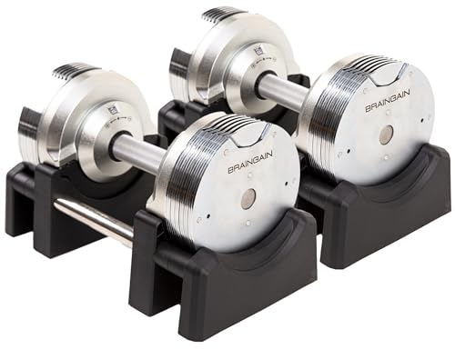 BRAINGAIN Verstellbare Hanteln - 41,5kg Chrom - Vielseitige Heimfitness-Gewichte für Krafttraining