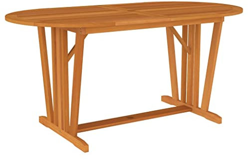 QTTYREV tragbarer Couchtisch Outdoor Massivholz Eukalyptus Oval Esstisch Gartentisch Terrassentisch
