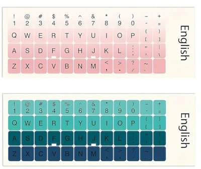 AORHOFJ Adesivi per Tastiera Universali, 2Pcs Adesivi per Tastiera con Rivestimento Impermeabile Antipolvere in Lingua Inglese Colorati per PC, Computer, Laptop, Desktop