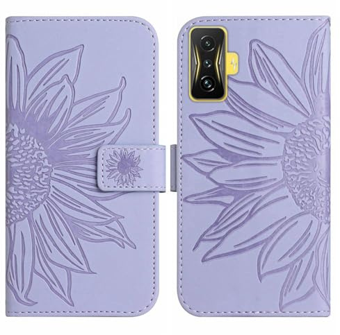Rfvzubemok Compatible con Xiaomi Poco F4 GT 5G Custodia,Compatible con Redmi K50 Gaming 5G Custodia per telefono Flip Kickstand con chiusura magnetica Purple