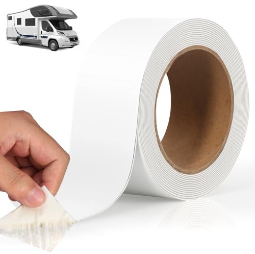 IMPPTE Wohnwagen Dichtband Weiß 5cmx5m Butylband Wasserdicht Dichtband Selbstklebend Abdichtband Reparatur Klebeband Bitumenband für Rohrdicht Wohnwagen Dach Glas Fenster