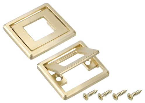 sourcing map 2 Pcs Flush Pull Handle, 1.3 Inch Hole Center Hidden Recessed Furniture Grip Cabinets Door Square Pull Ring Handles with Screws for Drawers Cupboard, 2 Inch Length, Gold