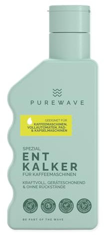 PUREWAVE Spezialentkalker für Kaffeemaschinen – Natürlicher Entkalker für effektive Entkalkung, Vegan, Verlängert die Lebensdauer Ihrer Maschine, Für alle Kaffeemaschinen geeigne (1 Pack)