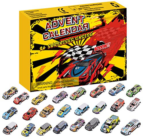 Adventskalender 2024, Pull Back Cars Adventskalender für Kinder, Adventskalender Auto, Auto Spielzeug Weihnachtskalender, 24 Tage Weihnachten Countdown Kalender Fahrzeuge Weihnachtsgeschenke