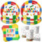 Juego de Vajilla para Fiesta de Bloques de Construcción - 50 Piezas para Cumpleaños Infantil - Decoración y Platos para Celebración