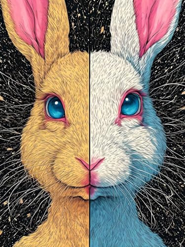 5D Diamond Art Kits, Rabbit Diamond Painting Kits for Adults, DIY Full Drill Crystal Rhinestone Arts and Crafts, Diamond Art Accessories, Gem Art Kids Painting Christmas Home Wall Decor 28x38in B-667