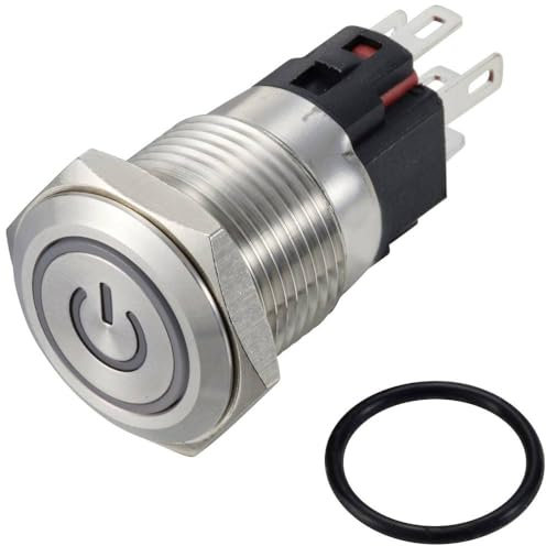 TRU COMPONENTS TC-12647416 Druckschalter 250 V/AC 3 A 1 x Aus/(Ein) IP65 Rot rastend Edelstahl 1 St.