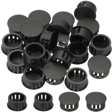 PATIKIL Abdeckkappen für Bohrlöcher, 48 Stück 19mm Küchenschrank Dekoration für Küchenschrank Dekoration Möbel Einsatz Endkappe Rohrabdeckung Lochabdeckung Stopfen, Schwarz