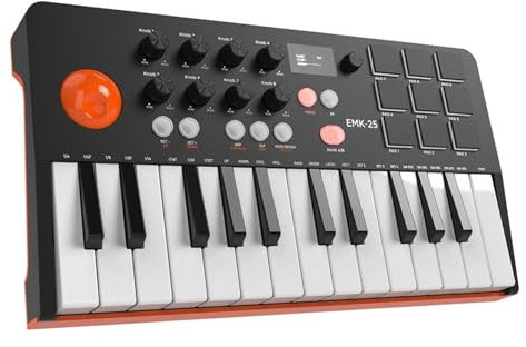 Tastiera Digitale Per Principianti Controller Tastiera MIDI Portatile A 25 Tasti Con 9 Pad Beat Retroilluminati E Display OLED