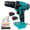 Two-Speed Cordless Drill Driver for Makita with LED Work Light, 2x3000mAh Battery and Fast Charger, 25+3 Step Adjustment for Drilling and Tightening/Loosening Screws