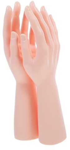 Mano Manichino Realistica 2 Pezzi in Vinile, Espositore Multiuso | Porta Anello e Accessorio di Gioielleria, per Negozi Abbigliamento e Fiere, Colore Khaki