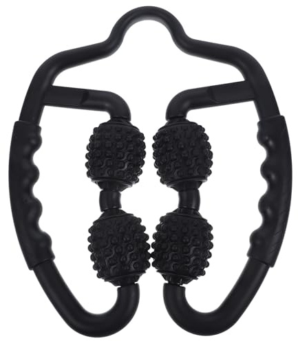 Muskelmassagegerät mit 4 Rollen für Beine und Arme Weihnachten Event | Ergonomische Griffe, PP EVA Material, zur Erholung nach Training oder Schwimmen, Schwarz, 27x23x5cm