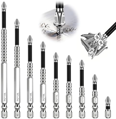puiaxod K5 Anti Rutsch Kreuzschlitz Bits, 25-150MM Schlagfester Bohrer Bit | 25-150MM Magnetischer Ersatzbohrer Set, Schraubendreher Bit zum Befestigen und Entfernen von Schrauben
