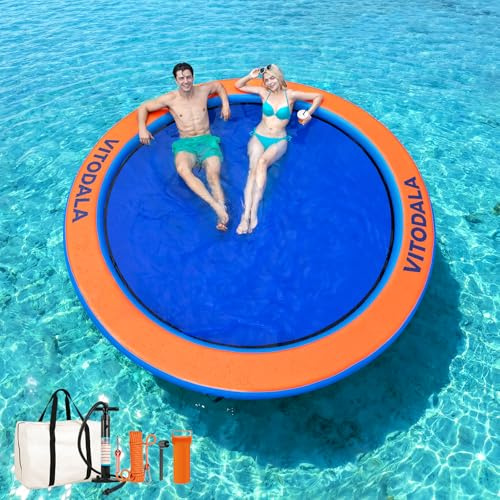 VITODALA Water Hammock Heavy Duty, Large Pool Float Lake Floats for Adult, Round Inflatable Water Hammock, Pool Lounger Float for River Ocean, Circle Float Ring Dock Island Platform
