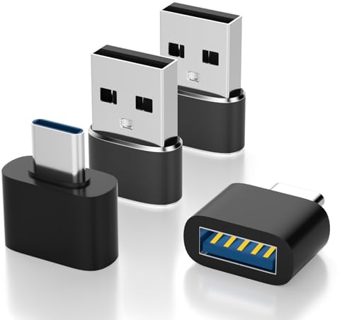 AXFEE USB C Adapter 4 Stück, Set mit 2 USB A Buchse zu C Stecker Adapter | 2 Adaptern USB-c auf-USB, SuperSpeed-Datenübertragung＆schnelles Aufladen,kompatibel mit Phone,PC,Galaxy,iPad,Laptop＆MacBook