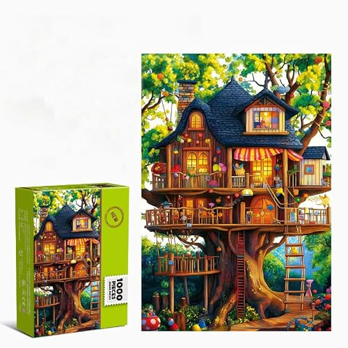 Richugui 1000 Piece Jigsaw Puzzles for adults Educational Game Toys, Mini Puzzles for Adults- Forest Tree House- Jigsaws 1000 pieces for adults Beautiful Home Decoration Puzzles for Women Gift