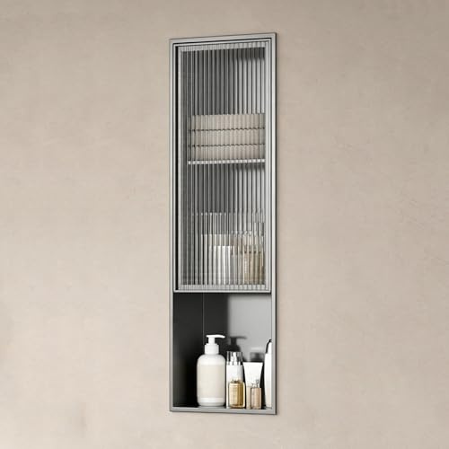 Armoire à pharmacie encastrée, niche de douche en acier inoxydable avec porte en verre, étagère murale intégrée pour buanderie, cuisine