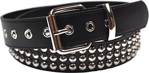foolsGold Leder 3 Reihe Konische Bolzen Spikes Gürtel Schwarz XXL (44 - 48 )