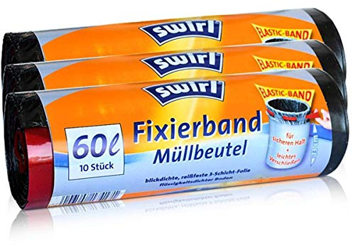 3x Swirl Fixierband Müllbeutel 60L (10 stk./Rolle)