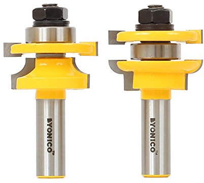 Yonico 12241-2 Bit Rail and Stile Router Bit Set, Round Over - Stock Size: 3/4 to 1 - 1/2 Shank