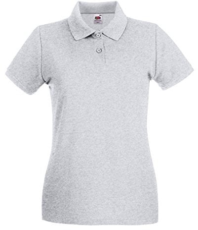 Fruit of the Loom Ladies Lady-Fit Premium Short Sleeve Polo Shirt (L) (Heather Grey)