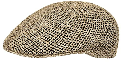 Lipodo Casquette Plate en Paille Femme/Homme - Made in Italy Bonnet de avec visière Printemps-été Été - 57 cm Nature