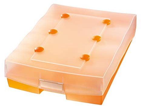 HAN Archivbox CROCO DUO, einfach Vokabeln lernen mit 5-Fächer-Lernsystem, DIN A8 Karteikasten für2200 Karten, inkl. 8 Stützplatten, A-Z Register, Karteibox, Archivbox, 9987-613, transluzent/orange