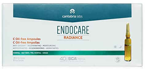 Endocare Radiance C Oil-free - Ampollas Faciales Antiedad, Regeneradoras y Antioxidantes de Alta Tolerabilidad, para Pieles Normales y Grasas, 30 Unidades
