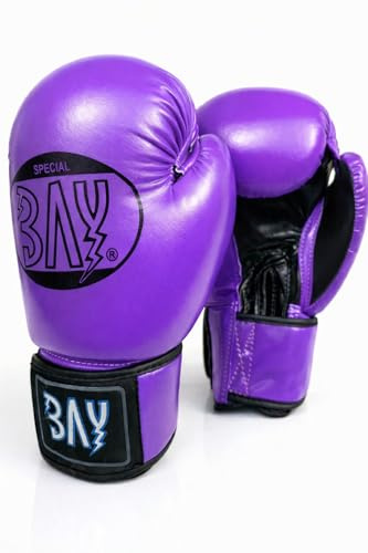 BAY Future Boxhandschuhe lila für Training & Wettkampf, Maximal Schutz & Stabilität | Box Handschuhe für Boxen, MMA, Muay Thai & Kickboxen | Größen 8-12 oz, Erwachsene & Kinder, violett purpur schwarz