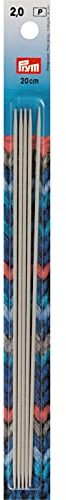 Prym 191486 Strumpfstricknadeln ALU 20 cm 2,00 mm grau Strumpfstricknadel, Aluminium, 2 mm