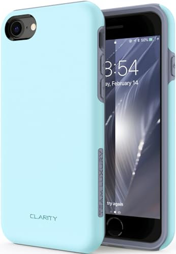 TEAM LUXURY iPhone SE Case 2022/2020, iPhone 8/7 Case, [Ultra Impact Resist] Shockproof Rugged Protective Case for Apple iPhone SE/8/7 Phone Case Cover 4.7, (Serenity Blue/Gray)