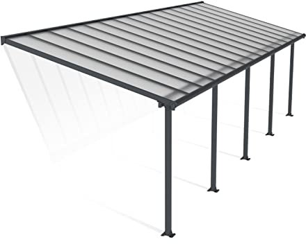Canopia by Palram Terrassenüberdachung Alu Olympia 3X9.15 Polycarbonat Hohlkammerplatten Pergola 924 x 295 cm Grau zur Überdachung ihrer Terrasse