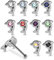 Monster Piercing 925 Sterling Silber | 20 x Nasenstecker Nasenpiercings Stud | Delfin | Kristallstein | Stabstärke: 22G (0,6 mm) | Stablänge: 6mm | in schicker Acryl Box | Hypoallergen