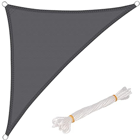 WOLTU Vela ombreggiante 3.6x3.6x5.1m in PES 160 g/m² Impermeabile Tenda a Vela Parasole Triangolare Protezione Solare Respirante Anti UV Giardino Esterni Grigio