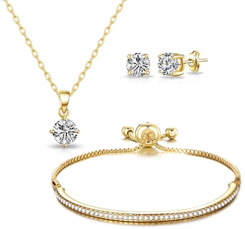 Philip Jones Gold Plated Friendship Set Created with Zircondia® Crystals