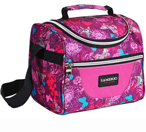 SAMERIO Sacs-Repas Sac à Lunch Boîte à Lunch isolée Boîte à Lunch Organisateur Glacière Sacs à bento pour Le Travail Scolaire/Enfants Filles Garçons Enfants Studen Femmes (Rose-S)