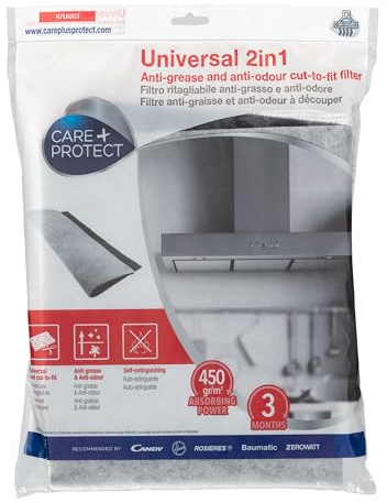 CARE + PROTECT FILTRO UNIVERSAL 2 EN 1 ANTIGRASA Y ANTIOLORES RECORTABLE para Acondicionador de aire