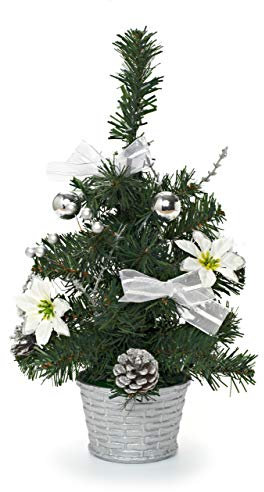HEITMANN DECO dekorierter Weihnachtsbaum - Kleiner künstlicher Tannenbaum geschmückt - Weihnachtsdeko - Weiß, Silber