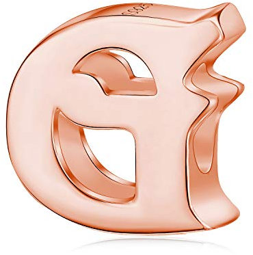 Breloque lettre de l'alphabet A-Z en véritable argent sterling 925 pour bracelet Pandora (lettre G or rose)