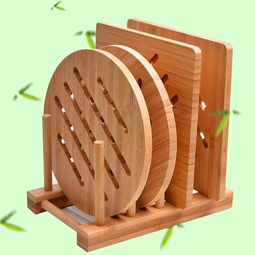 Dessous de Plat en Bambou avec Support pour Assiettes Chaudes, casseroles, Bols, théières, sous-Plats résistants à la Chaleur
