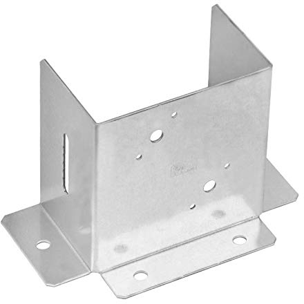 GRUNDLINE - Stützenfuß Pfostenträger Pfostenanker, Geteilte Basis, aus Stahl, aufschraubhülse - PSP DX, 140x154x2,5 mm - Z275 - für Zäune, Unterstände, Carports, Pergolen, Gartenlauben aus Holzbalken