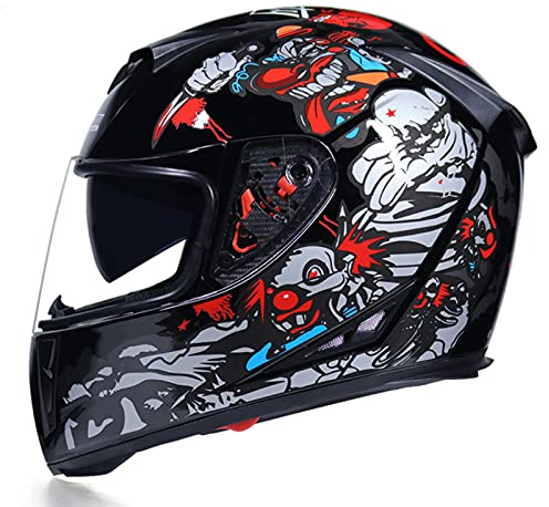 Motorradintegralhelm mit integrierter Sonnenblende und klappbarem Visier Integralhelm Helm Motorradhelm Unisex Adult für Motorrad Herren Damen DOT/ECE Zertifizier,Black a,M 54~55cm