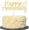 Gyufise Tortenaufsatz Happy Anniversary, goldfarben, glitzernd, für Hochzeitstag, Party-Kuchendekoration, 1 Stück