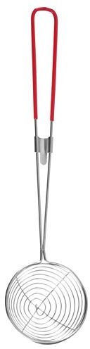 6Pcs Spiral Wire Mesh Skimmer Spoon Ladle with Long Handle, Stainless Steel Spider Slotted Spoon, Spaghetti Strainer Ladle Wire Spoon for Removing, Filtering, Skimming, Cooking, Frying, Strainer