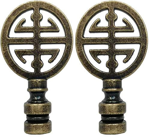 Hyamass 2 Stück Endstücke für Lampenschirm, orientalische Lampe, Endstück, asiatische Lampe, Endstück, Glückssymbol, Lampenkappe, Knauf, asiatische Lampendekoration (Bronze)