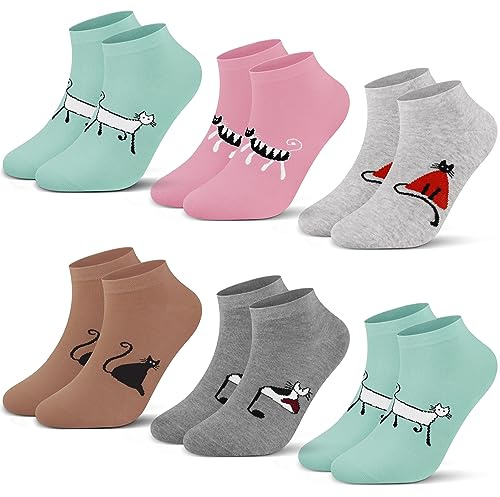 L&K-II 12 Paar Damen Sneaker Socken Füßlinge mehrfabrig mit verschiedene Muster 92205-N 39 42