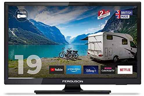 Ferguson F1920RTS Traveller 19 inch Smart HD Ready LED TV with streaming apps Netflix, Prime Video, Disney+, BBC iPlayer, ITV Hub, etc, Made in the UK 2022 model
