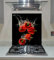 Splashback Toughened Glass Modern Unique Kitchen Red Peppers in Splash Water on Black Background Any Size (wide 60 x height 75/cm)