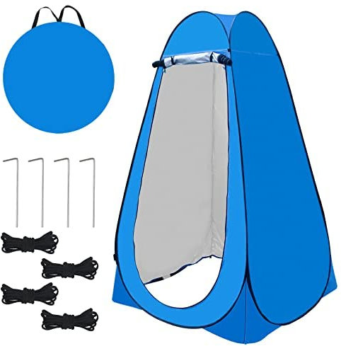 Tente de douche pop-up facile à installer et pliable, tente de douche pop-up pour toilettes portables, randonnée, pêche, plage, lavage - Bleu